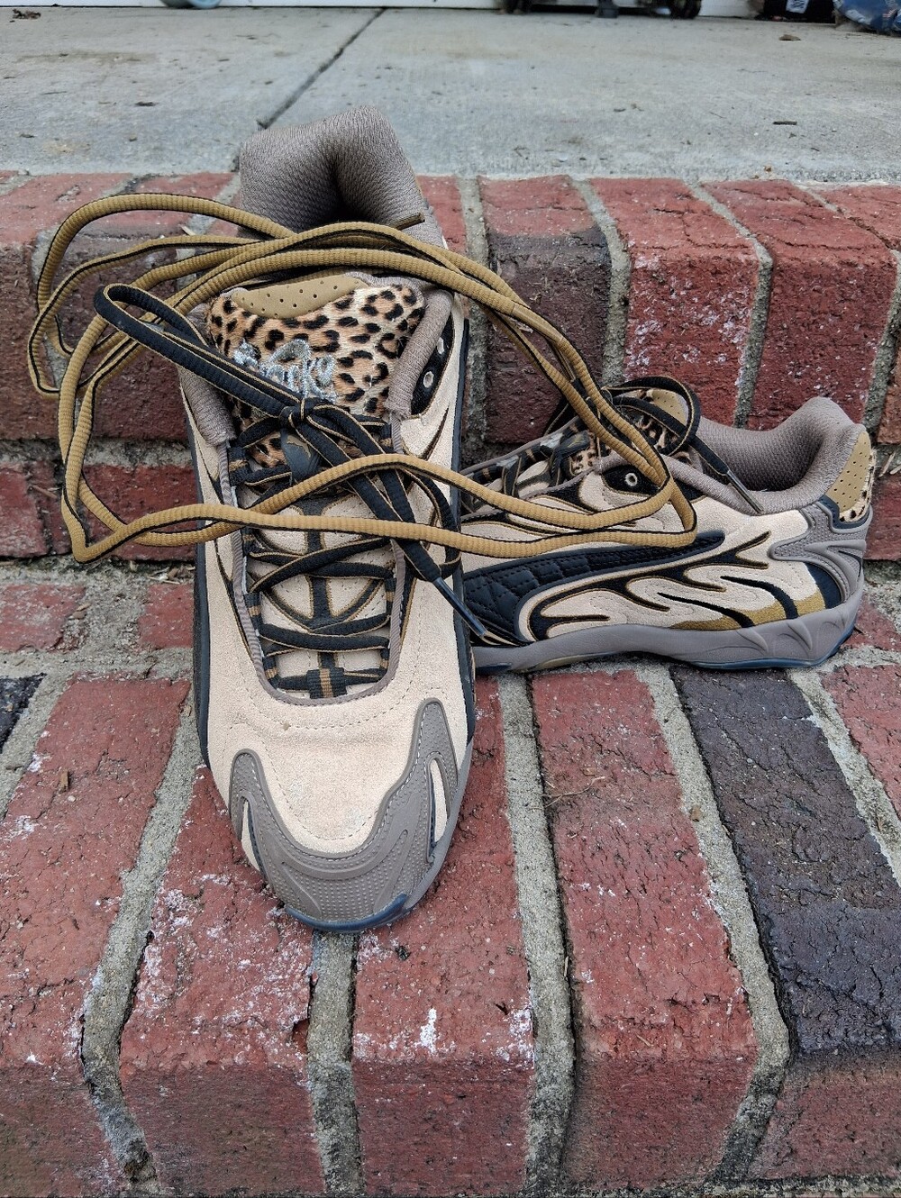 Puma A$AP Rocky Collab Leopard Accent Tan Athletic Sneakers - Picture 1 of 4
